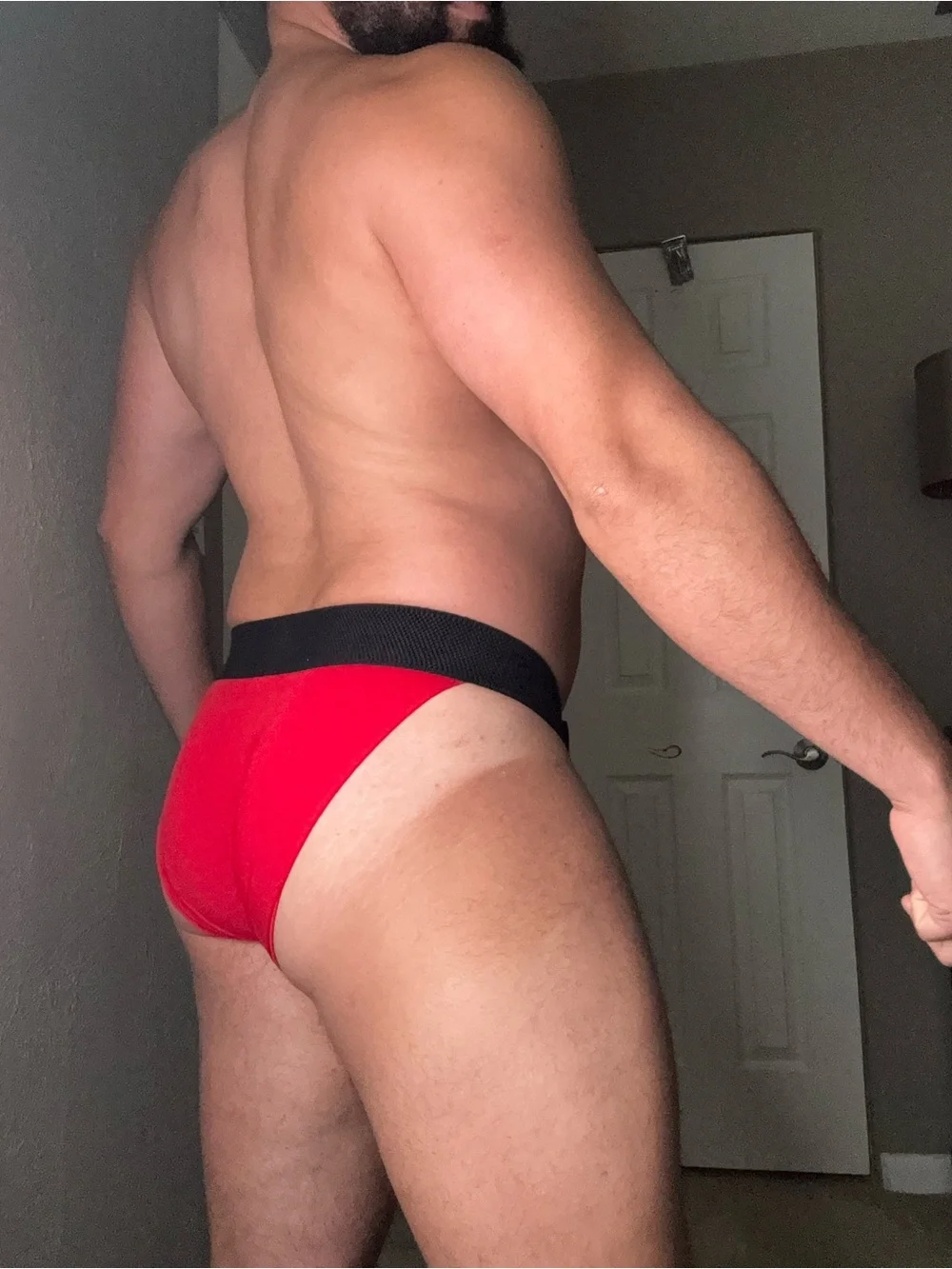 MODUS VIVENDI Men's Red Athletic Jock Brief with Wide Branded Waistband